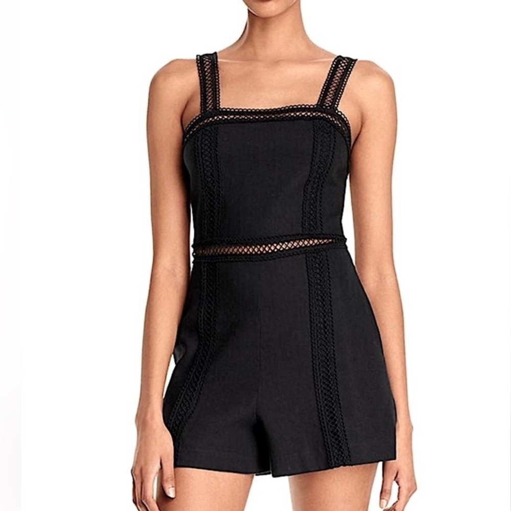 Alice + Olivia Black Lace Trim Romper